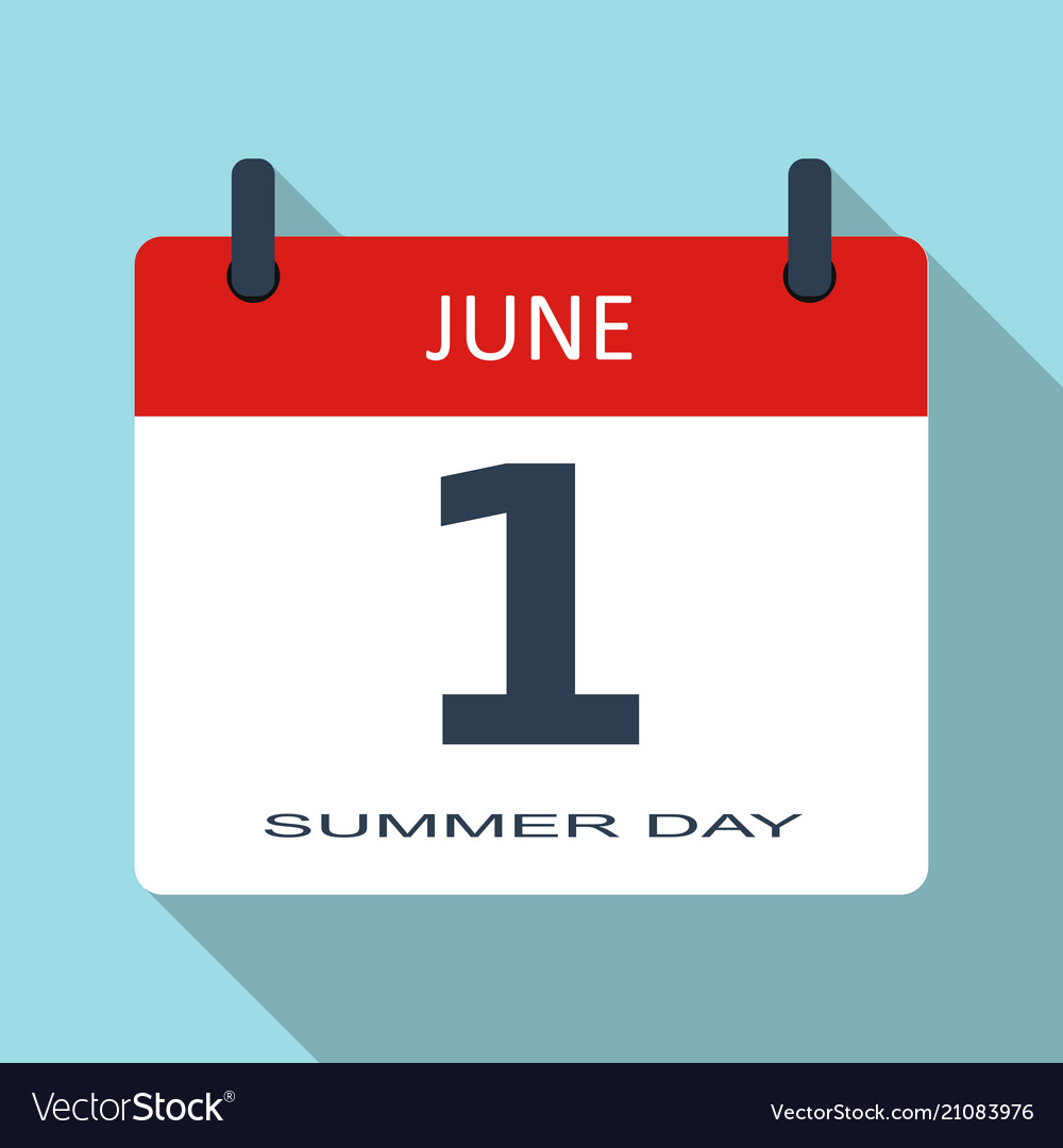 1 june summer day flat daily calendar ico Vector Image