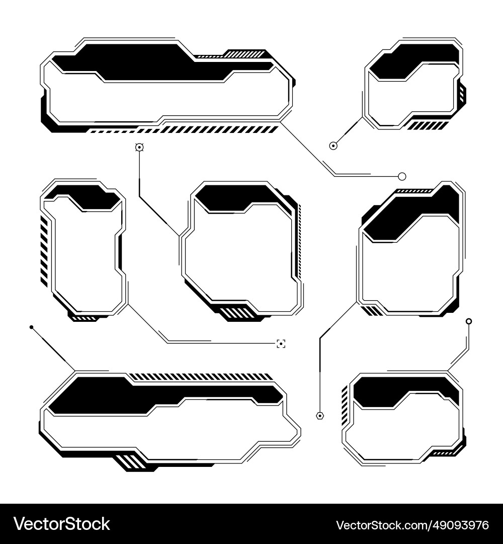 Black futuristic hud or ui elements sci-fi user Vector Image