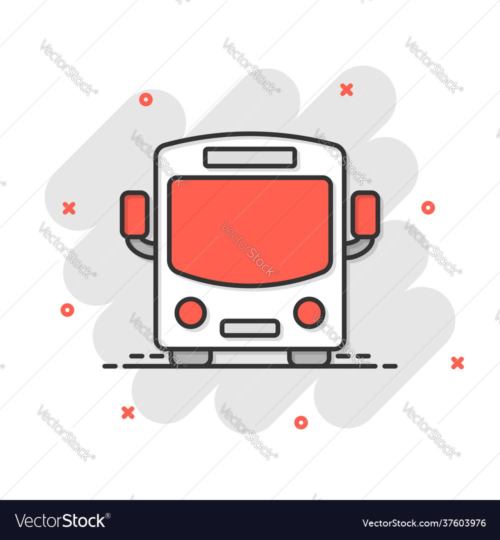 Bus icon in comic style coach car cartoon Vector Image Bus icon in comic style coach car cartoon Vector Image