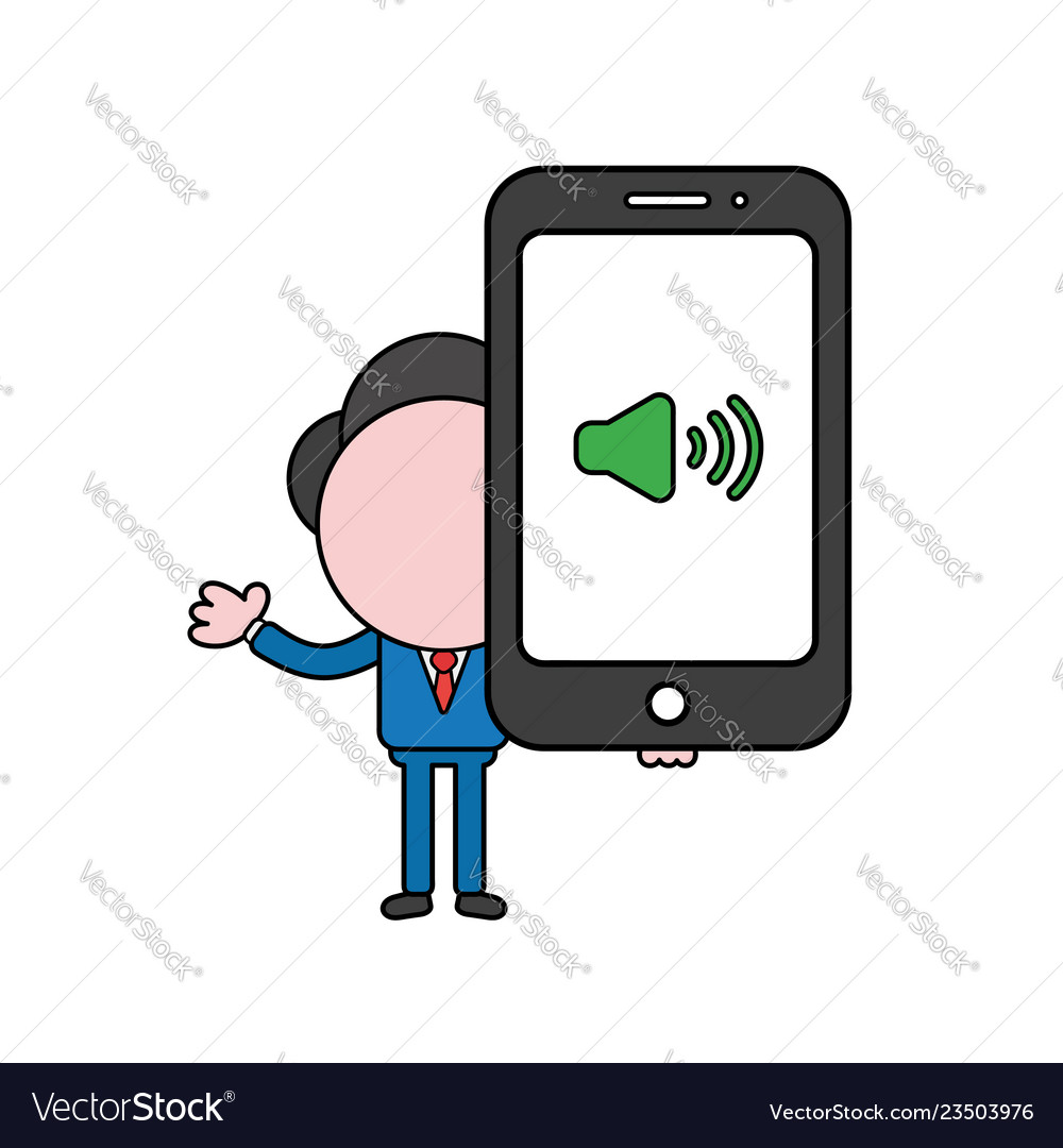 Businessman character holding smartphone Vector Image