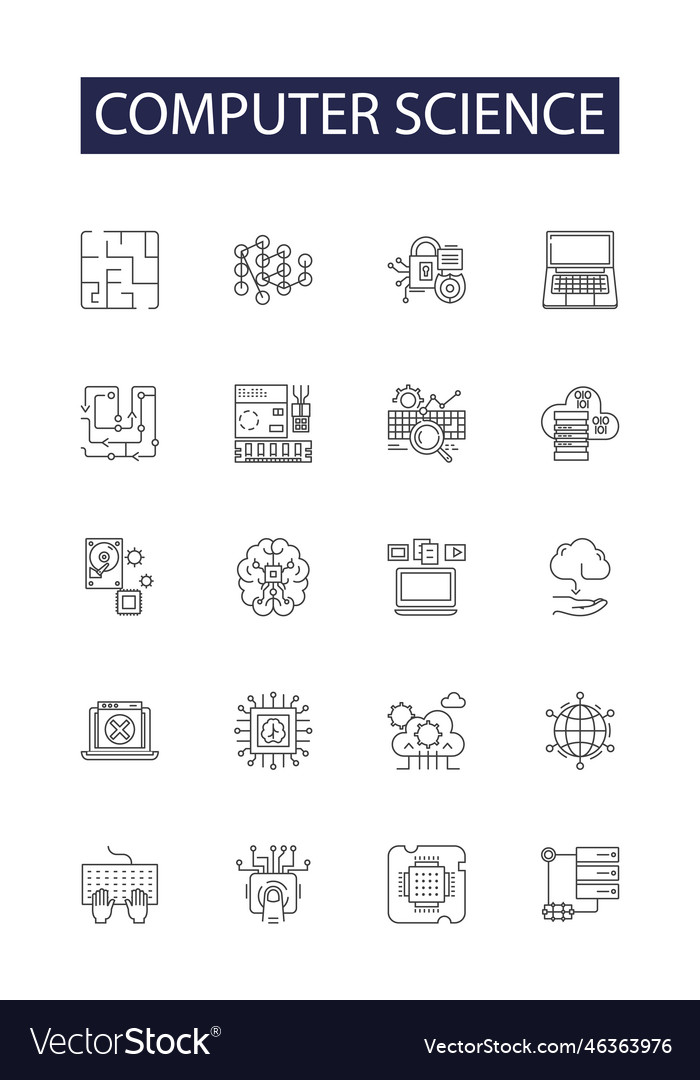 Computer science line icons and signs Royalty Free Vector