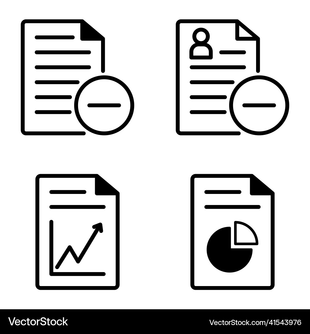 Docs1-2 flat icon set isolated on white background