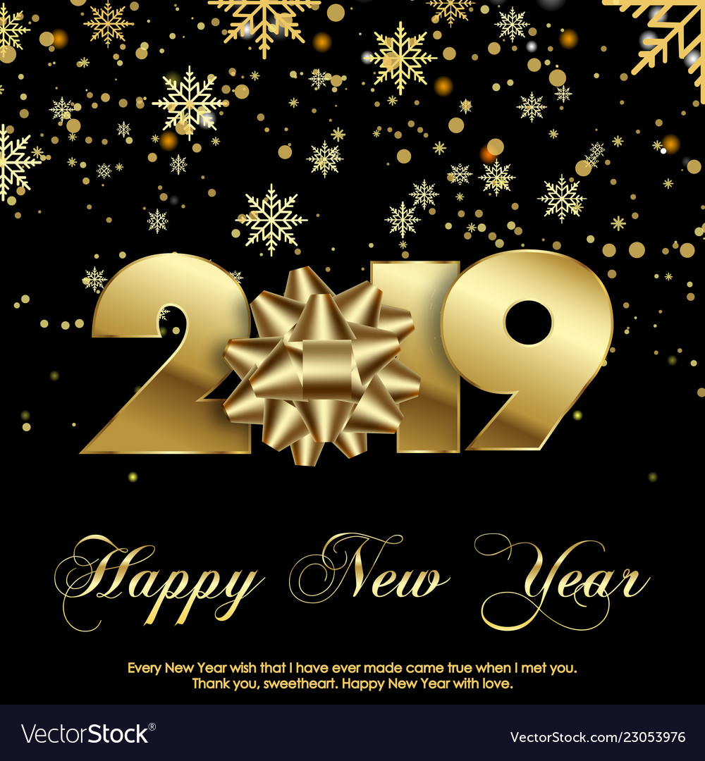 Happy new year greeting card 2019 Royalty Free Vector Image