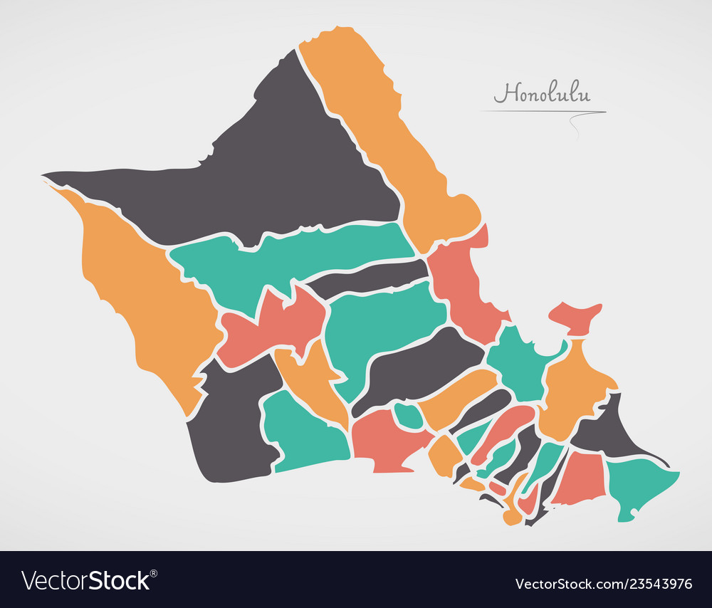 Honolulu hawaii map with neighborhoods and modern Vector Image