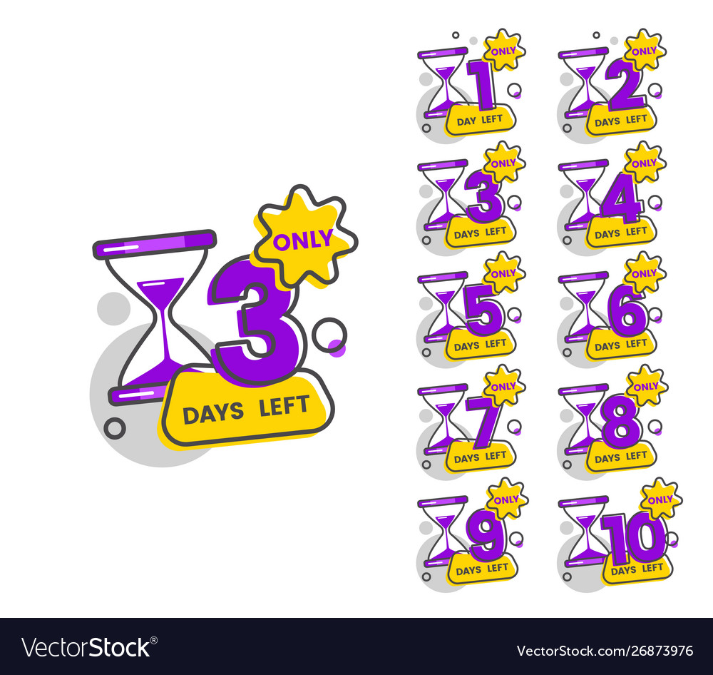 Only 3 days left - set numbers from 1 to 10 in Vector Image