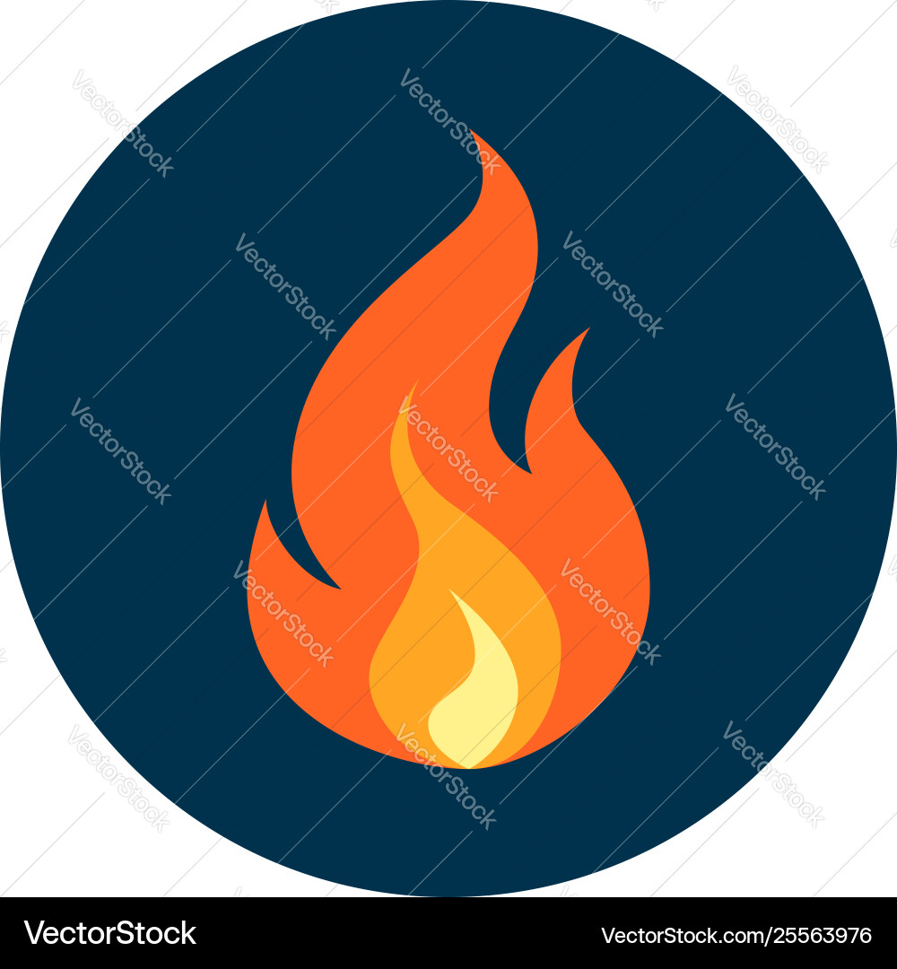 Simple flame icon in flat style Royalty Free Vector Image