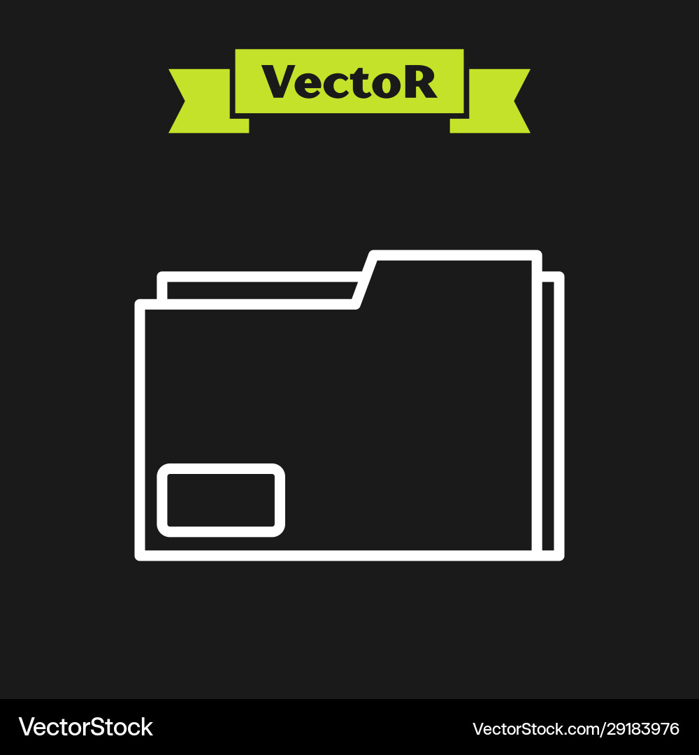 White line document folder icon isolated on black Vector Image