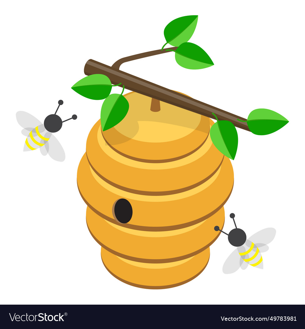 3d isometric flat set of beekeeping item 1 Vector Image