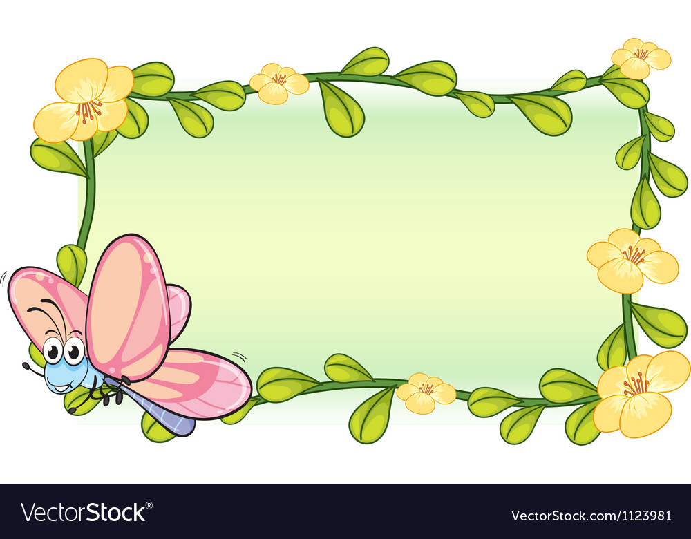 A butterfly and a flower frame Royalty Free Vector Image