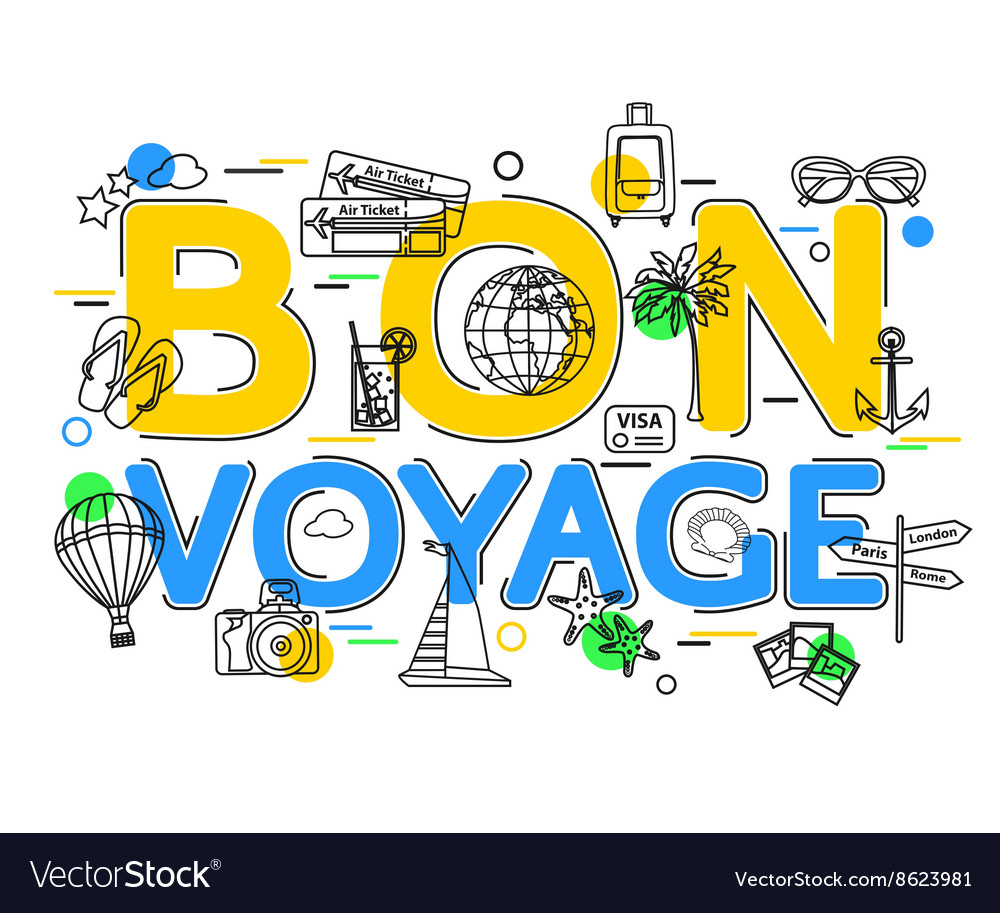 Bon Voyage Concept with icons and elements Vector Image