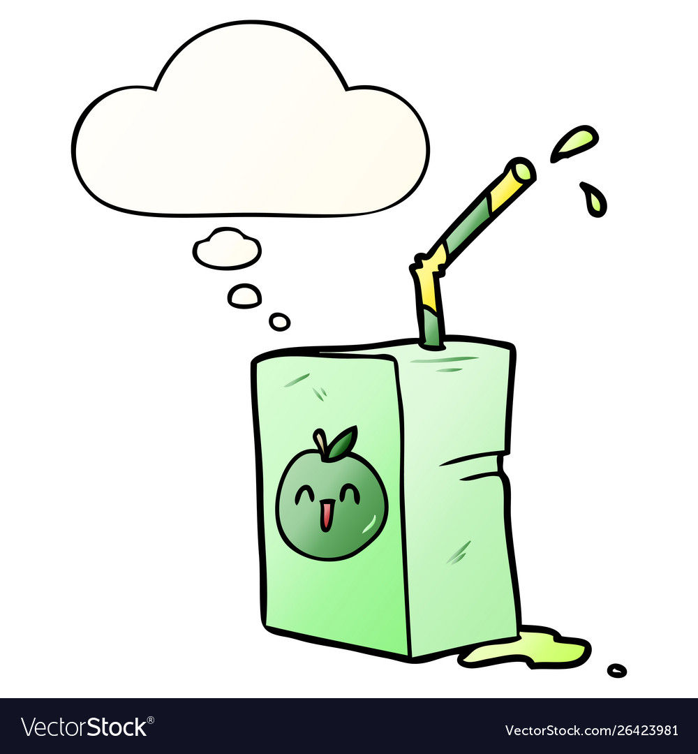 Cartoon juice box and thought bubble in smooth