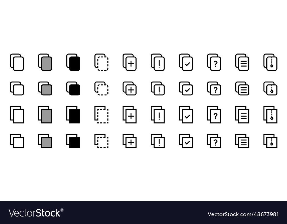 Copy icon collection file set in black color