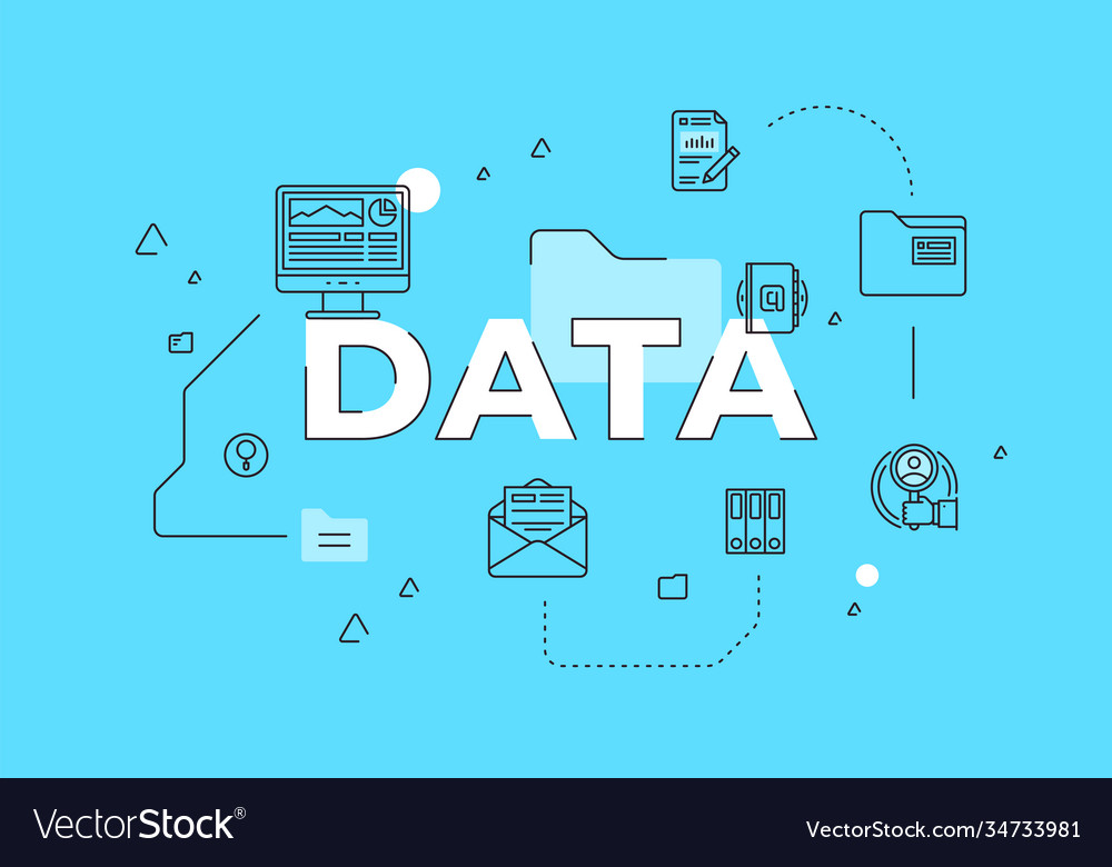 Data text concept modern flat style Royalty Free Vector