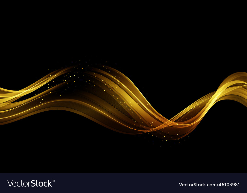 Golden waves shiny moving lines design Royalty Free Vector