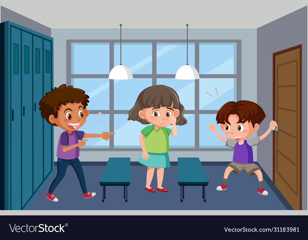 Scene with kid bullying their friend at school Vector Image