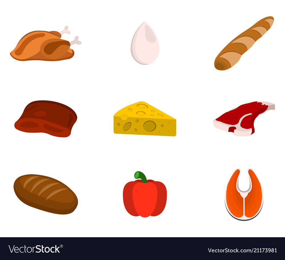 Set of animal source foods cartoon