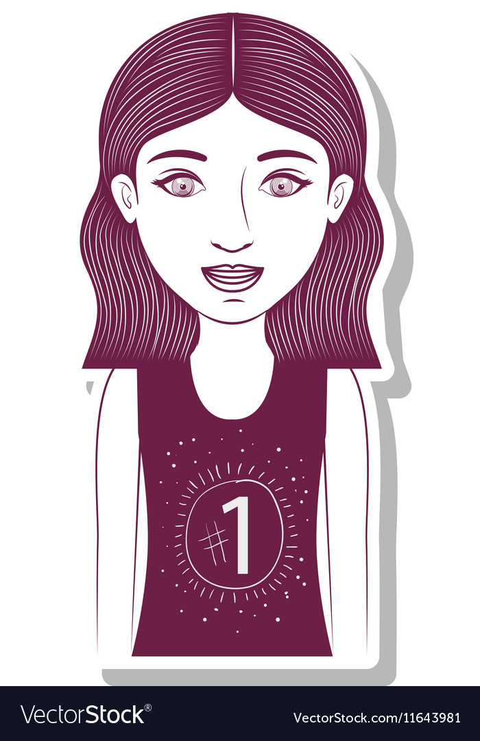 Silhouette Teenager With Short Wavy Hair Vector Image