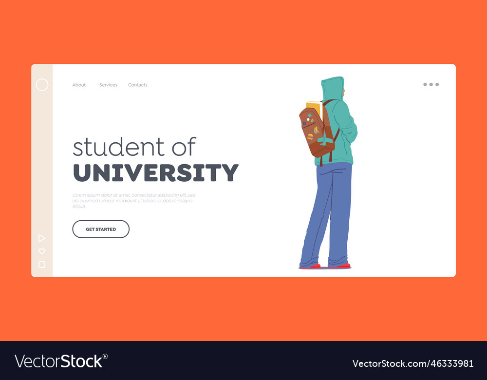 Student of university landing page template rear Vector Image
