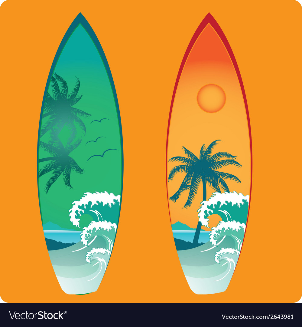 Two surfboard with different colors and textures Vector Image