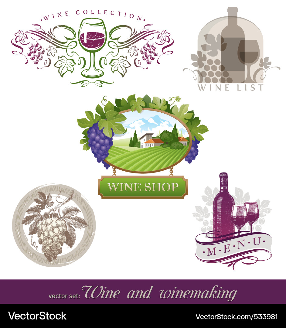 Wine winemaking emblems Royalty Free Vector Image