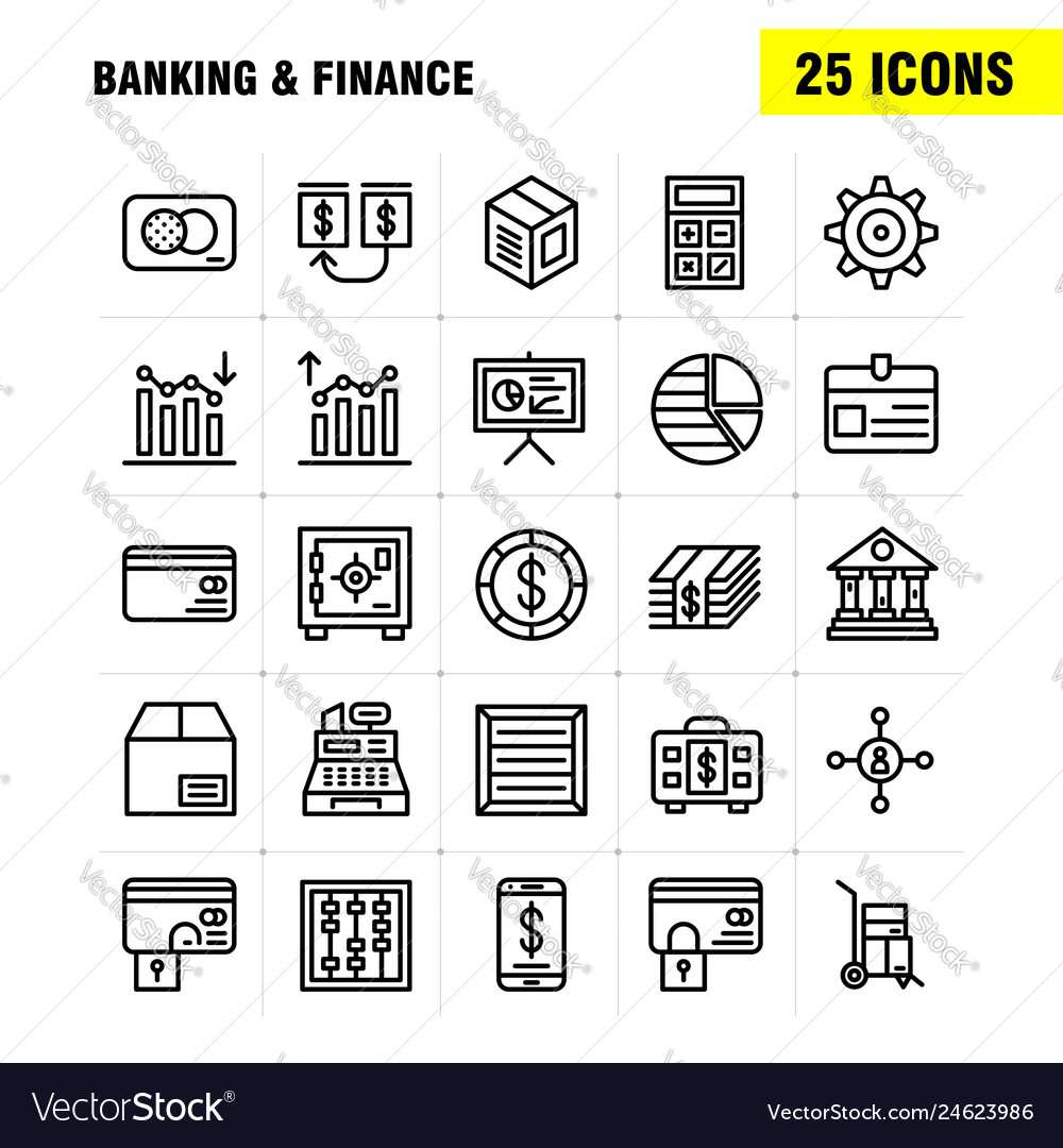 Banking line icon pack for designers