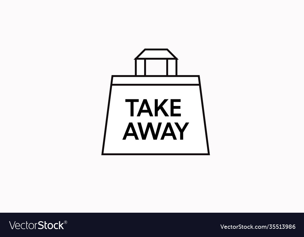 Black and white take away bag icon or sign Vector Image