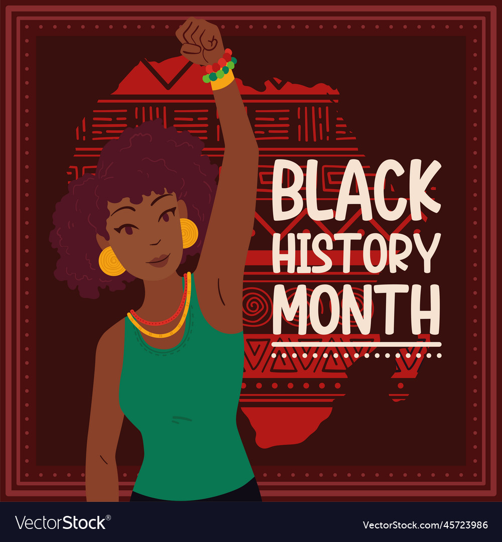 Black history month poster afro american girl Vector Image