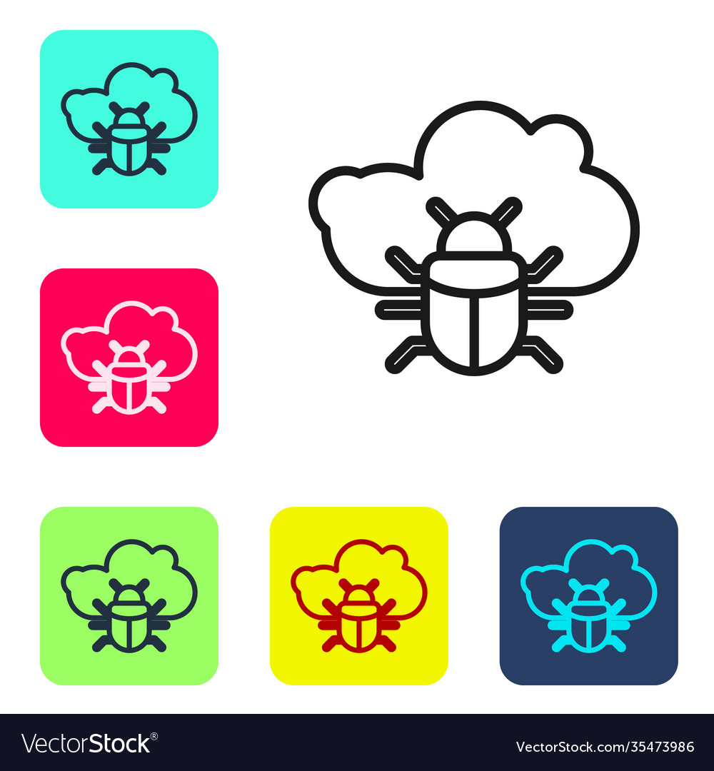 Black line system bug on a cloud icon isolated