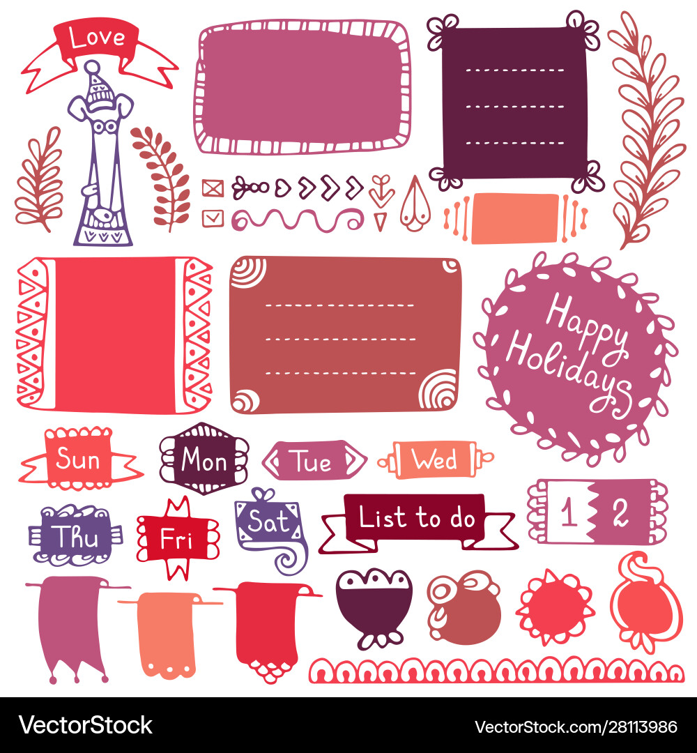Bullet journal hand drawn elements Royalty Free Vector Image
