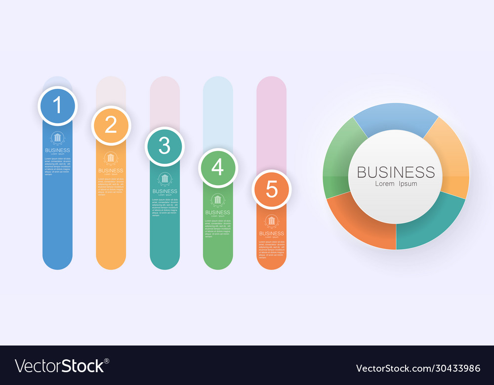 Business process chart infographics with 5 step vector image Business process chart infographics with 5 step