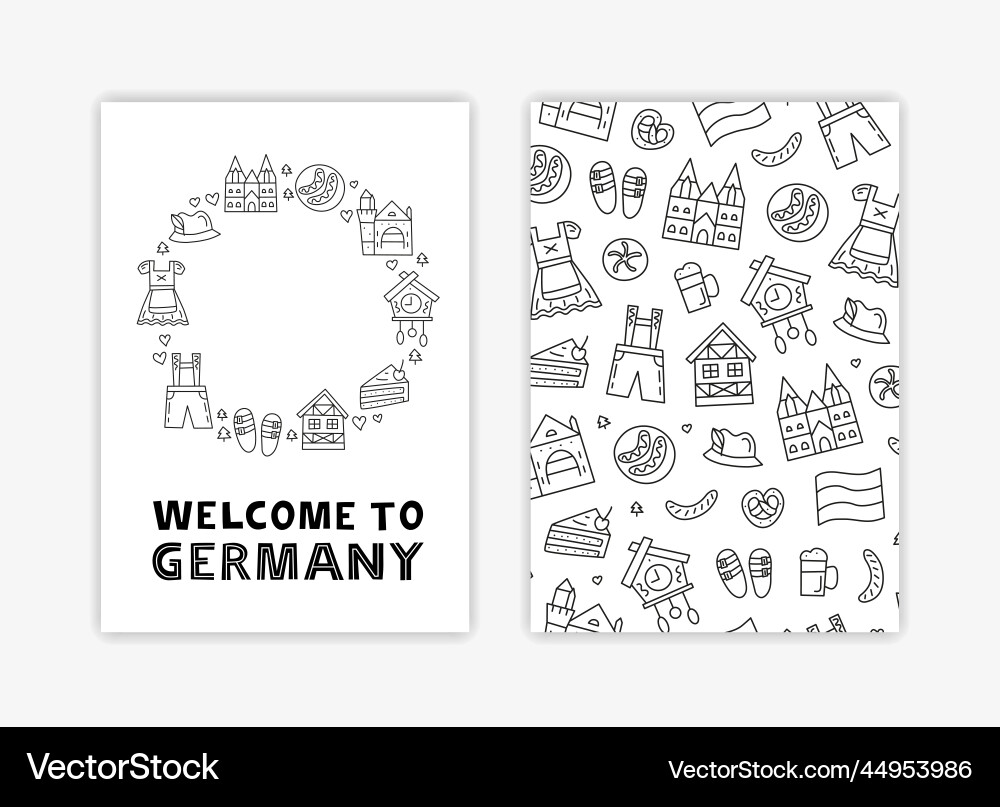 Cards with german landmarks and attractions Vector Image