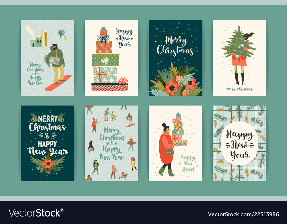 Christmas and happy new year templates trendy Vector Image