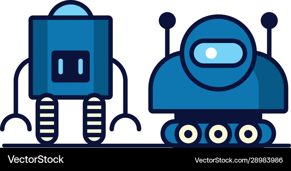 Couple robots technology icons Royalty Free Vector Image