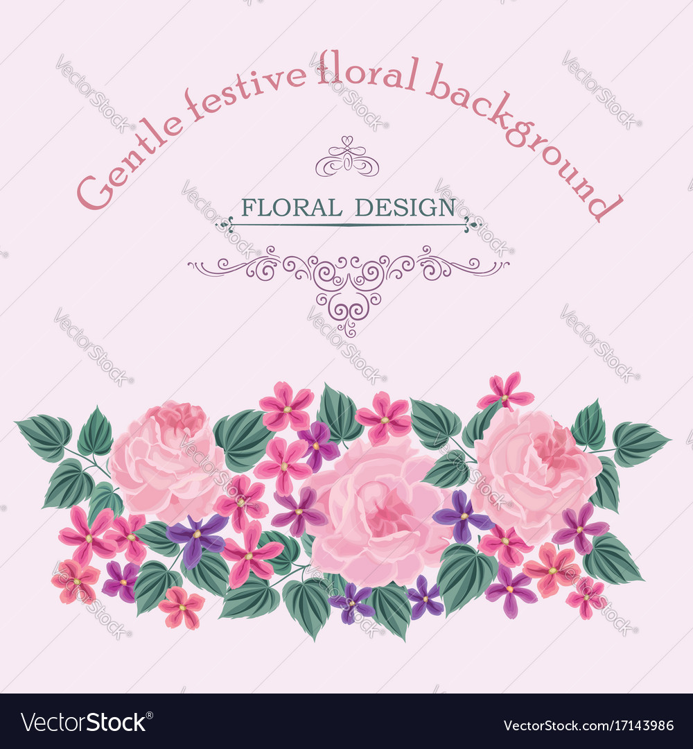 Flower bouquet floral frame flourish greeting Vector Image