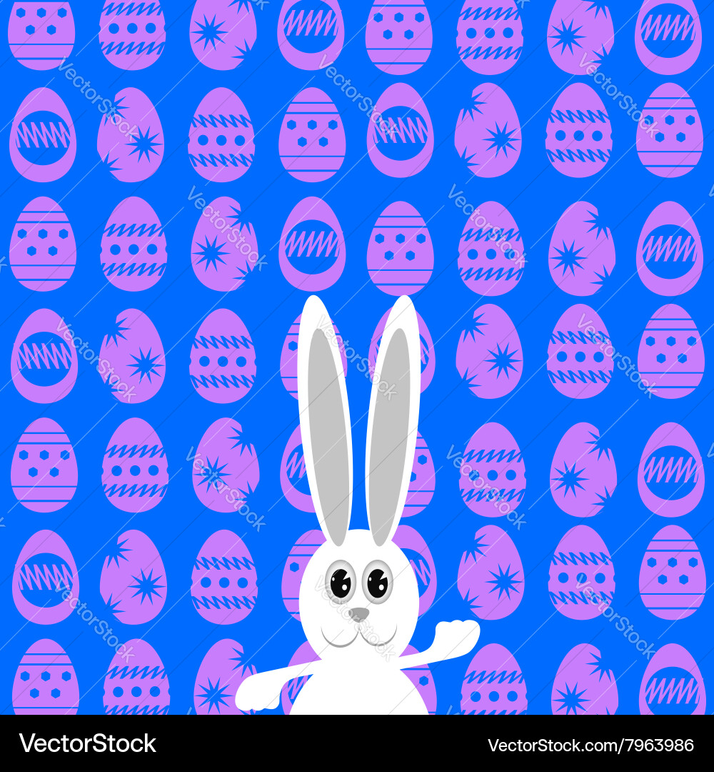 Greeting card with white easter rabbit Royalty Free Vector