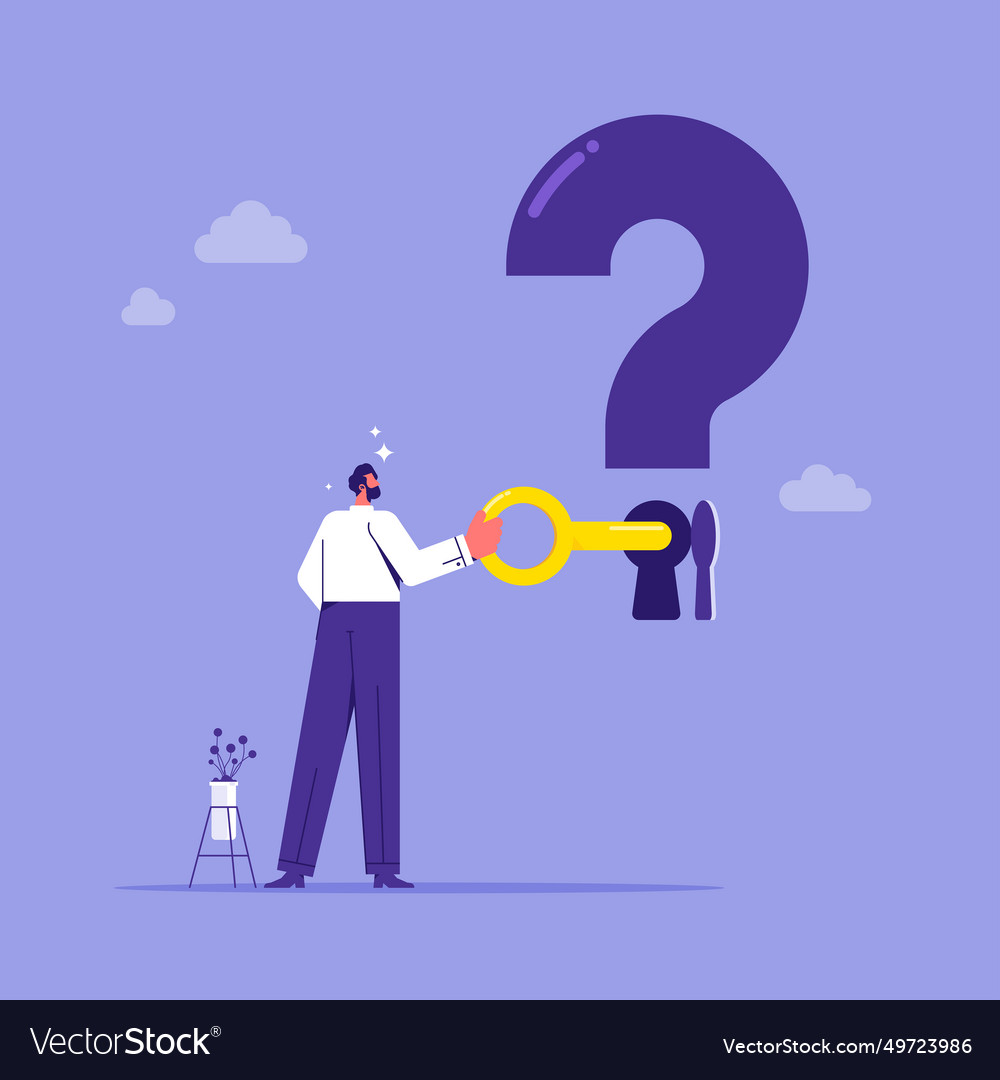 Key To Unlock Answers For Problem And Questions Vector Image Key To Unlock Answers For Problem And Questions Vector Image