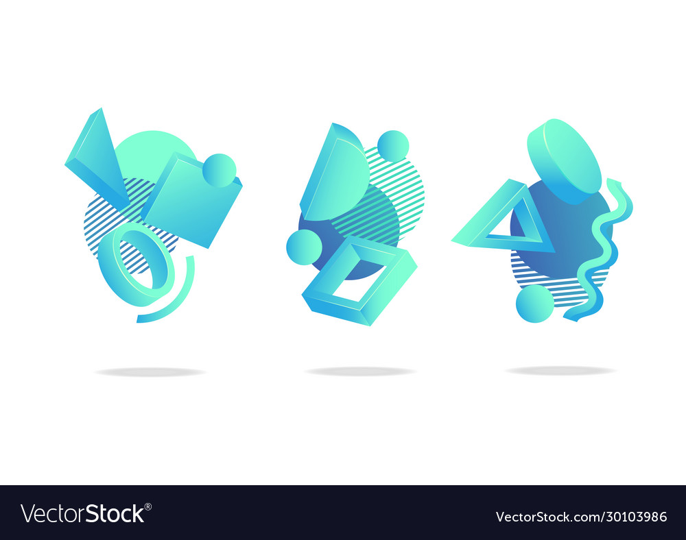 Set abstract dynamic badges icons or shapes Vector Image