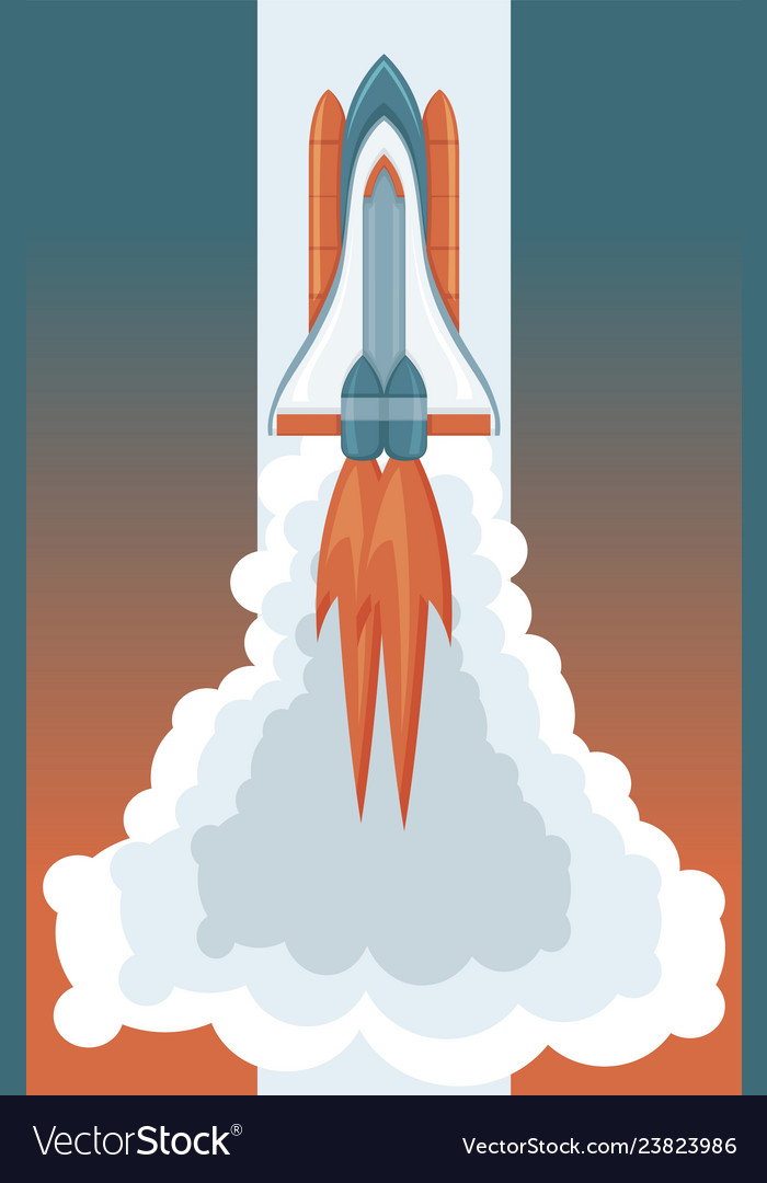 Space art rocket launching retro style