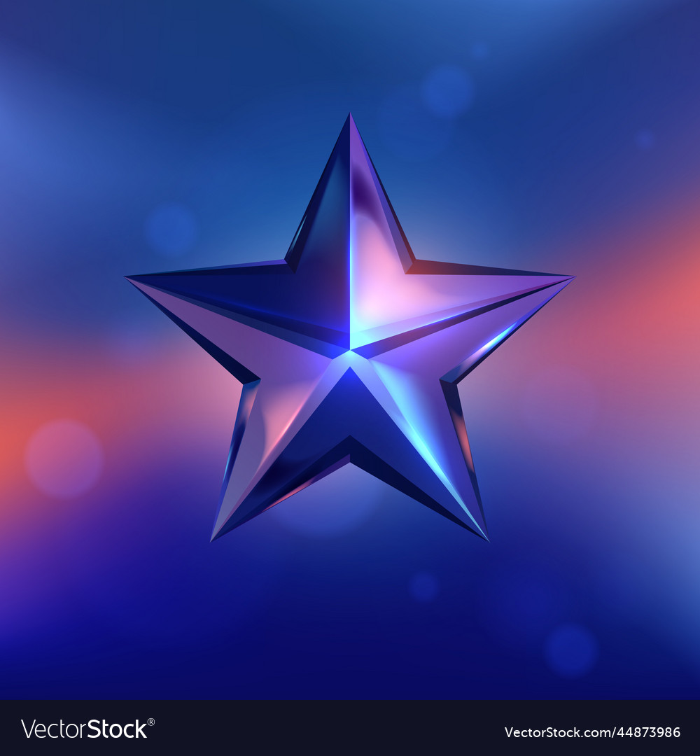 Star Shiny Glass Shape On Blue And Red Background Vector Image