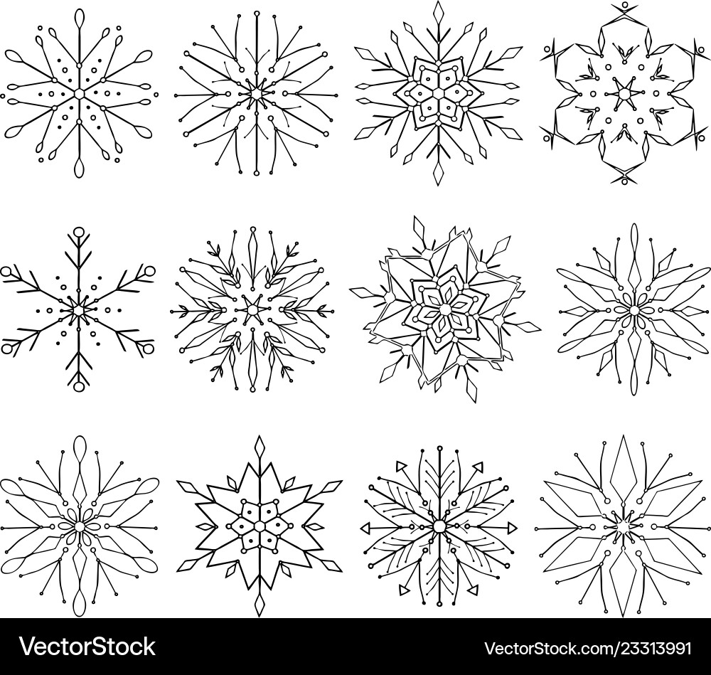 A set of decorative snowflakes Royalty Free Vector Image