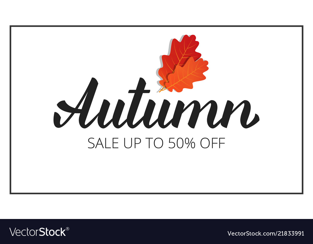 Autumn Banner With Brush Lettering Autumn And Oak Vector Image