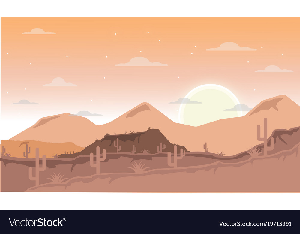 Desert Image Flat Design Royalty Free Vector Image