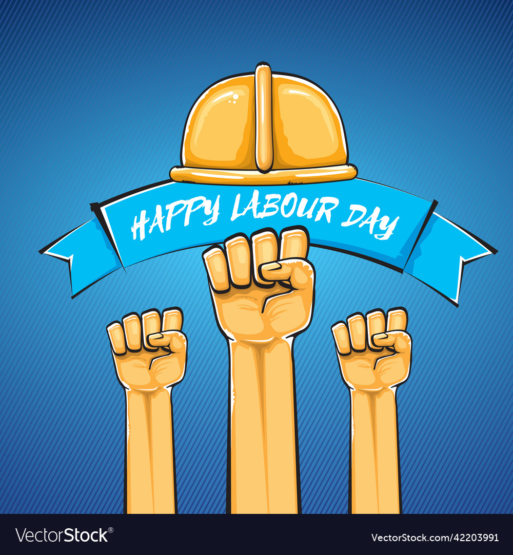 Happy labour day label with strong orange