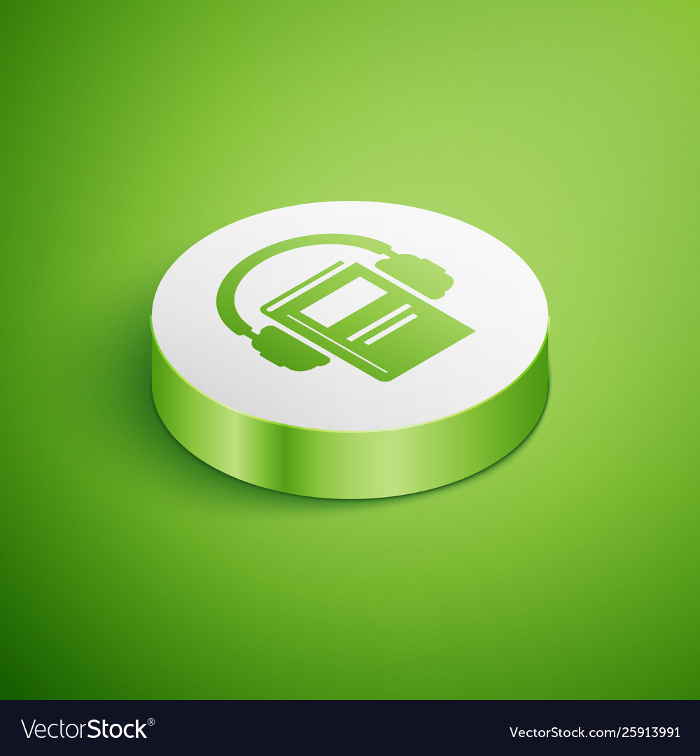 Isometric audio book icon isolated on green