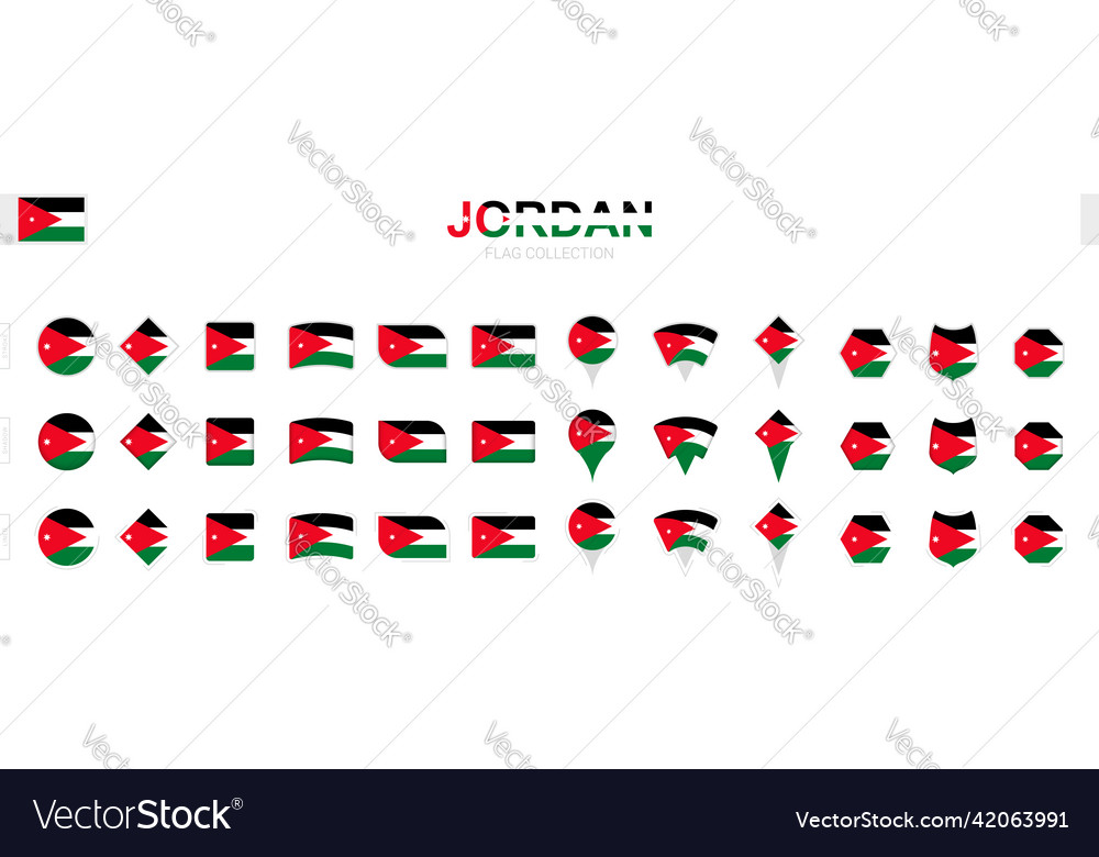 Large collection of jordan flags of various Vector Image