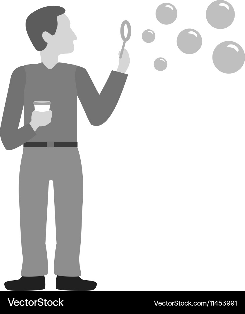 Man making soap bubbles Royalty Free Vector Image