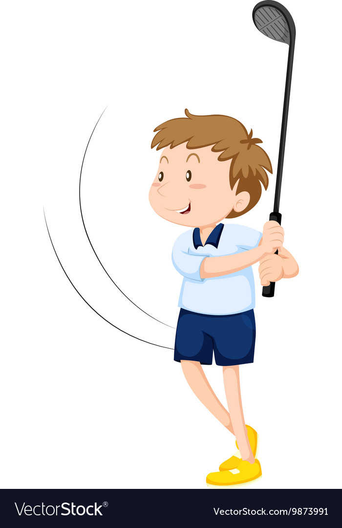 Man playing golf alone Royalty Free Vector Image