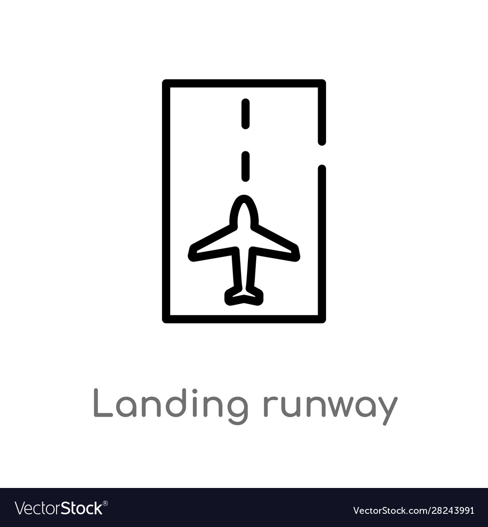 Outline landing runway icon isolated black simple Vector Image