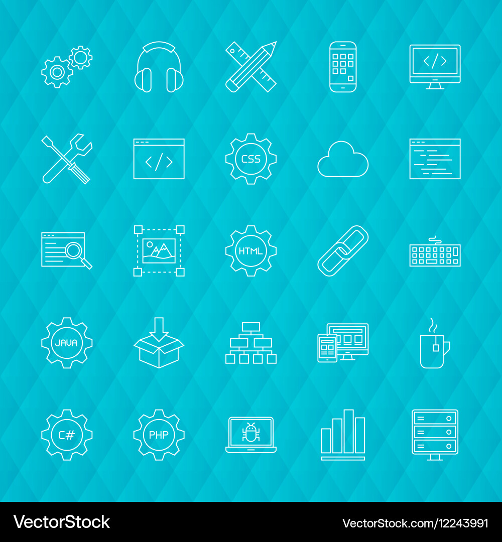 Programming line icons Royalty Free Vector Image