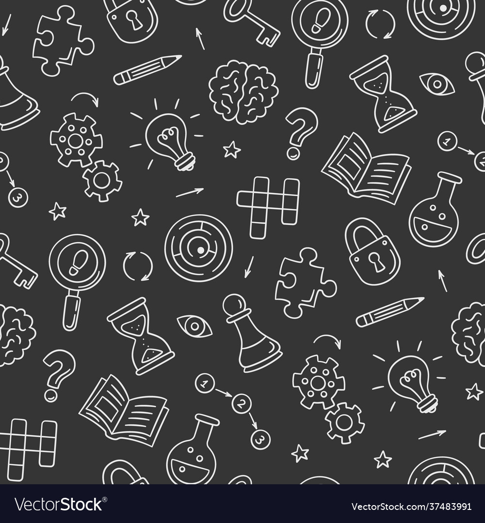 Puzzle and riddles hand drawn seamless pattern Vector Image